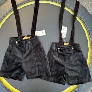 Paade Mode Black Velvet Suspender Shorts